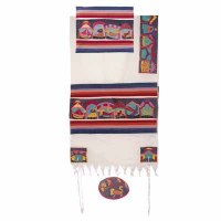 Yair Emanuel Embroidered Cotton Tallit - Twelve Tribes TFE-6 21" X 77"