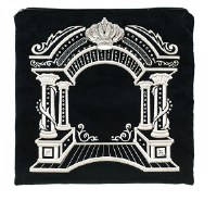 Tefillin Bag #250 Large Black with Silver Embroidery, Crystals and Silver Medallion