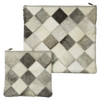 Tallis and Tefillin Bag Set Fur Square Design Grey
