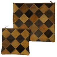 Tallis and Tefillin Bag Set Fur Square Design Brown