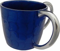 Wash Cup Enamel Navy Blue Petal Design