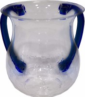 Plastic Wash Cup Karshi Clear with Navy Handles