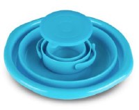 Collapsible Washing Bowl and Cup with Cover Set Light Blue