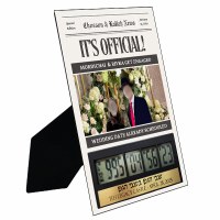 Personalized Tabletop Wedding Engagement Countdown Clock Newspaper Design 5" x 7"