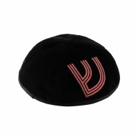 Additional picture of Stones of Class Custom Letter Velvet Kippah Metallic Lines Burgundy Color