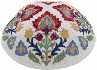 Yair Emanuel Full Embroidered Kippa Square Design Multicolor