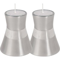 Yair Emanuel Anodized Aluminum Small Candlesticks - Silver