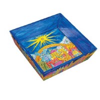 Yair Emanuel Wooden Passover Matzah Plate- Jerusalem Oriental Design