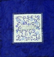 Yair Emanuel Embroidered Matzah Cover Pomegranates White on Blue