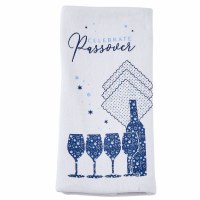 Cotton Hand Towel Passover Mosaic Design White