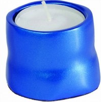Yair Emanuel Aluminum Tea Light Single Candle Holder Blue
