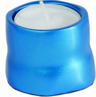 Yair Emanuel Anodized Aluminum Tea Light Single Candle Holder Torquoise