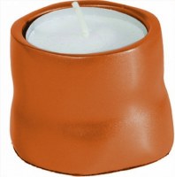 Yair Emanuel Anodized Aluminum Tea Light Single Candle Holder Orange