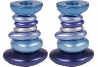Yair Emanuel Anodized Aluminum Shabbat Candlestick - Stone Tower Blues