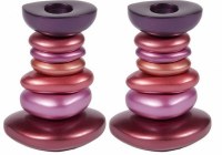 Yair Emanuel Anodized Aluminum Shabbat Candlestick - Stone Tower Reds