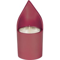 Yair Emanuel Anodized Aluminum Memorial Candle Holder - Maroon