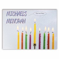 Additional picture of Personalized Glass Chanukah Menorah Tray Candles Design 15" x 11"