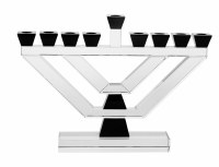 Crystal Oil Menorah Geometric Shape Design Black Accent