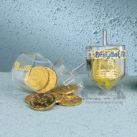 Additional picture of Plastic Draydel Filled with Chanukah Gelt