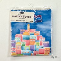 Additional picture of Square Matzah Cover Colorful Jerusalem Design