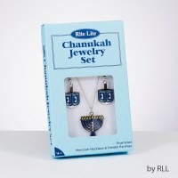 Additional picture of Dreidel Earrings and Menorah Necklace Set