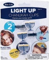 Additional picture of Light Up Chanukah Clips LED Menorah Theme 2 Pack