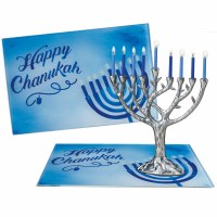 Additional picture of Chanukah Tray Menorah Design Tempered Glass