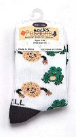 Additional picture of Passover Kids Crew Socks Frogs and Matzah Balls Design Fits Shoe Size 1-5