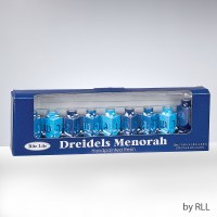 Additional picture of Candle Menorah Hand Painted Resin 
Blue Dreidels Design