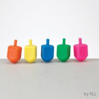 Additional picture of Plastic Dreidels in a Jar Medium Size Assorted Colors 25 Pieces