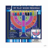 Additional picture of My Play Wood Menorah Child Play Set With Removable Wood Candles