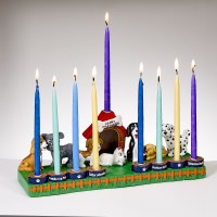 Additional picture of Resin Candle Menorah Hand Painted Dog Lovers Theme