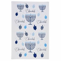 Additional picture of Cotton Hand Towel Chanukah Mosaic Design White Blue