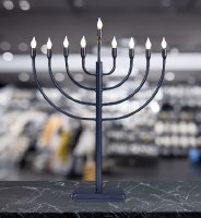Additional picture of Electric LED Metal Menorah Traditional Style Navy 23"