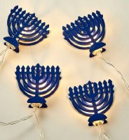 Additional picture of Chanukah Menorah String Lights Battery Operated Blue 70"L