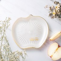 Additional picture of Rippled Glass Apple Dish Gold Accent