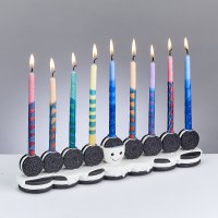 Additional picture of Resin Candle Menorah Hand Painted Cookies Design 12"