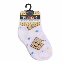 Additional picture of Passover Baby Socks Matzah Design Size 12-24 Months White