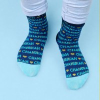 Additional picture of Chanukah Crew Socks "I Love Chanuka" Design Adult Size 9-11