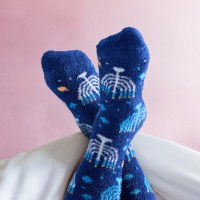 Additional picture of Chanukah Cozy Slipper Socks Menorah Design Kid Size 11-1