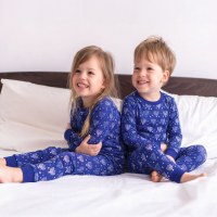 Additional picture of Chanukah Pajamas For Kids Menorah Design Blue Size 4T-5T