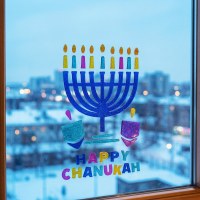 Additional picture of Chanukah Window Gel Decoration Glitter Design Jumbo Size