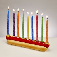 Additional picture of Candle Menorah Hand Painted Ceramic Hot Dog Design