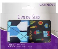 Additional picture of Chanukah Crew Socks Holiday Theme Design 2 Pack Adult Size 6.5-9