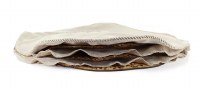 Additional picture of Polyester Round Matzah Cover Embroidered Faux Leather Strap Design Beige 15"