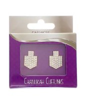 Additional picture of Metal Chanukah Cufflinks Dreidel Design Gold
