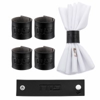 Additional picture of Faux Leather Napkin Rings Pesach Embossed Black 4 Pack
