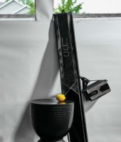 Additional picture of Faux Leather Esrog Box Holder Fur Arrow Design Black