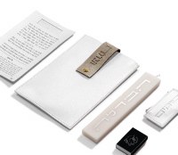 Additional picture of Leather Havdallah Set in Pouch Ashkenaz White 5.75" x 9"