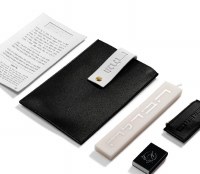 Additional picture of Leather Havdallah Set in Pouch Ashkenaz Black 5.75" x 9"